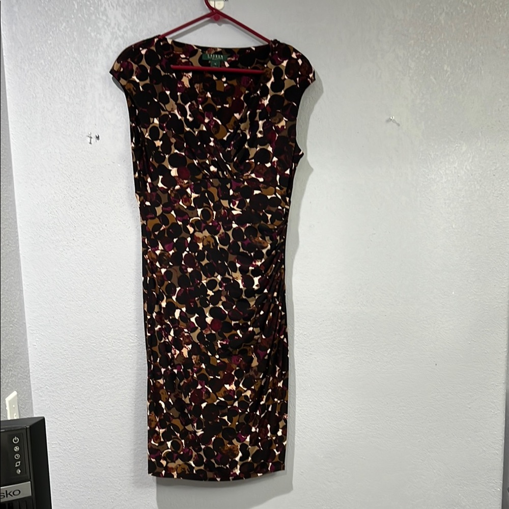 Lauren Ralph Lauren (brown/black/burgandy) Sleeveless Dress Size 12